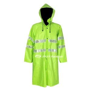 Di alta qualità di moda impermeabile impermeabile in poliestere pvc cappotti impermeabili con cappuccio hi viz cappotto di pioggia migliore per il lavoratore di pioggia