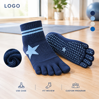 Chaussettes de yoga à cinq orteils, souples, avec grip, motif élargi, logo, format d'emballage, échantillon, avis