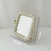 Miroir de table rotatif double face en plastique princesse rose lustre nacré miroir de bureau de maquillage cosmétique