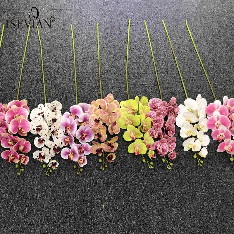 ISEVIAN Buatan 3D Dicetak Sentuhan Nyata Bunga Lateks Orchid Phalaenopsis