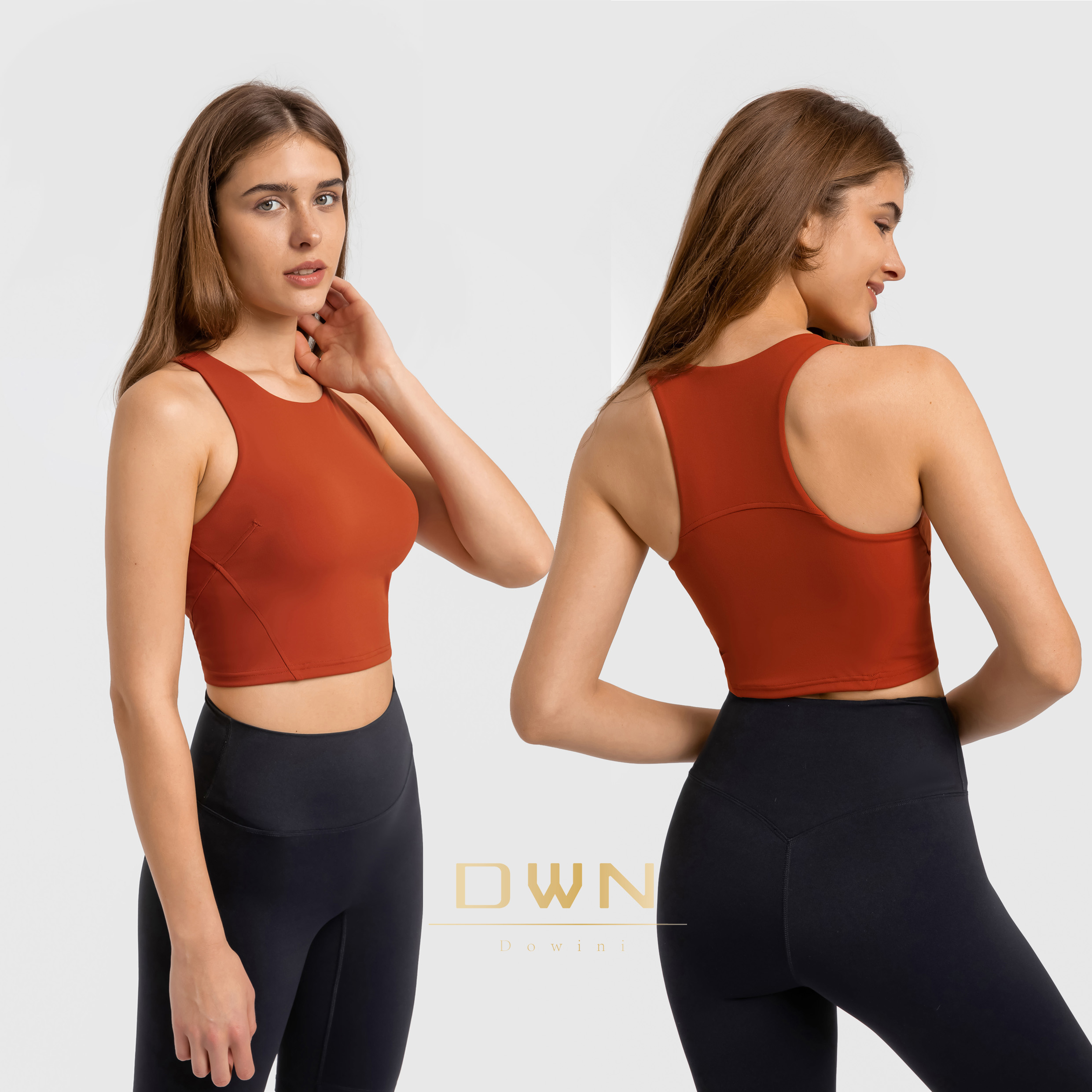 2022 Spring and Summer New Round Neck Yoga Vest with Breast Pad Align Tight High Elastic Sports Fitness Top