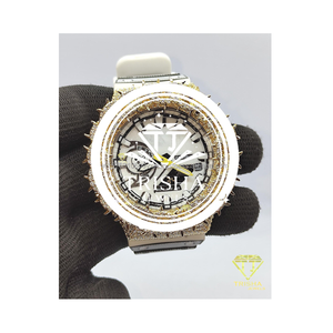 Reloj de lujo con diamantes de moissanita VVS fabricados en India, bisel de espiga de plata de ley 925, estilo hip hop, para hombre y mujer - Product Image 1