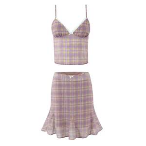 Conjunto de Camisola de Encaje Tejido con Espalda Descubierta y Falda con Volantes para Mujer, Nueva Moda de Primavera, Estampado Digital, Uso Diario - Product Image 3