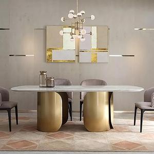 Modern Luxury <strong>Dining</strong> <strong>Tables</strong> and Chairs Luxury <strong>Table</strong> Marble Stainless Steel <strong>Dining</strong> <strong>Table</strong> <strong>Set</strong> - Product Image 2