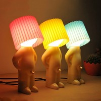 Lampe de table créative pour enfants, garçon espiègle, avec lumière LED de nuit, décorations lumineuses, lampe de table 3D mignonne
