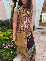 Robe de soirée élégante imprimée pour femme, sans manches, à franges, coupe ajustée, asymétrique, collection Printemps-Été 2026