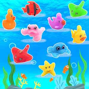 Jouets de pêche en gel souple TPR, poissons rouges et animaux marins, jouets flottants pour jeux aquatiques et pêche, jouet anti-stress - Product Image 2