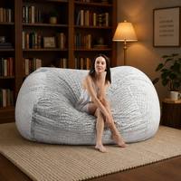 Fauteuil pouf surdimensionné en fausse fourrure de 1,80 m, housse de canapé géante moelleuse à texture crocodile pour salon, chambre et home cinéma