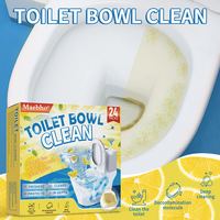 Tablettes nettoyantes jetables pour cuvettes de toilettes OEM, 24 pièces, parfum citron, éliminateur de taches profondes, décontamination, rafraîchissement, protection domestique