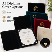 Porte-certificat personnalisé en velours imprimé en typographie, format A4, dossier de luxe pour diplôme, avec logo en feuille d'or, pour la remise des diplômes et les entreprises