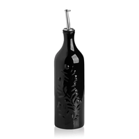 Bouteille distributrice d'huile d'olive en céramique personnalisée, bouteille d'huile opaque en céramique avec bec verseur pour la maison