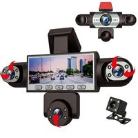 Caméras de tableau de bord de voiture 5 canaux 5 objectifs, enregistreurs panoramiques 360° haute définition, vision nocturne, surveillance de stationnement, caméra de conduite DVR, dashcam