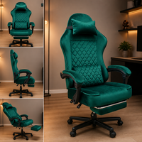 Chaise de jeu ergonomique au design moderne, pivotante à 360 degrés, chaise de bureau de direction, hauteur réglable, velours, personnalisable en 3 étapes