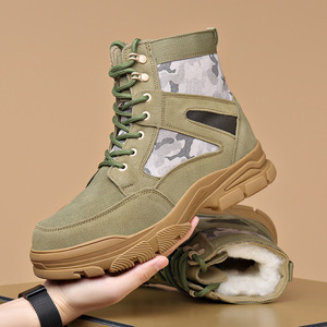 Botas de nieve para hombre, de caña alta, forradas de lana, antideslizantes, para exteriores, con tacón medio, para clima frío. - Product Image 2