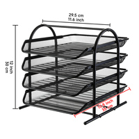 Porte-fichiers de bureau multifonctionnel Stable Amovible Quatre couches Fer Art Stockage de données Grille métallique Rack de rangement de bureau Rack de bureau