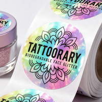 Etiquetas Personalizadas para Bolsas con Diseño Tie-Dye Arcoíris, Vinilo de Alta Calidad, Resistentes a los Rayos UV, Autoadhesivas, Pegatinas Mandala, Bolsa Cosmética con Cierre