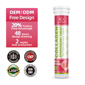 Comprimés effervescents de collagène saveur pêche - Complément anti-âge pour éclaircir la peau, les cheveux, les ongles, les articulations, comprimés de collagène et de vitamines - Product Image 1