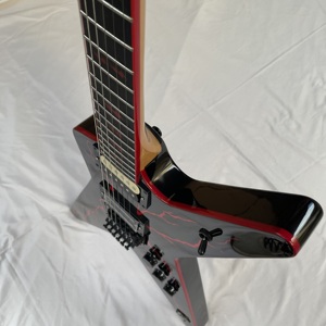 Ánh Sáng Màu Đỏ Guitar Tùy Chỉnh Guitar Điện 6 Dây Nhanh Chóng Tàu Trong Kho Màu Đen Washbu. N - Product Image 3