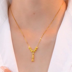 Gold Plated Flower Pendant Necklace Zinc Alloy Clavicle Chain Women's Jewelry Fashion Accessory - Product Image 3