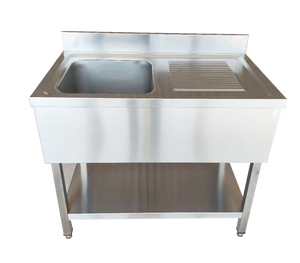 VICTORY Commercial Kitchen Stainless Steel Sink with Baseboard & <b>Draining</b> Board Hotel & Restaurant Supplies - Product Image 4