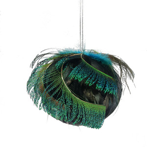 Bola de Navidad de pluma de pavo real Natural para adorno de árbol de Navidad festivo otoño decoración de boda fiesta Regalo De vacaciones suministro de artesanía - Product Image 1