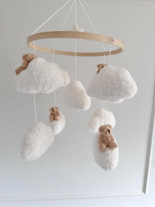 Newborn Essentials Natural Wood High Quality Boucle Teddy Bear Fabric Plush Nursery Baby <strong>Cot</strong> <strong>Mobile</strong> for Crib - Product Image 3