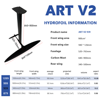 Axis Foil ART V2 939 Kite Surf Hydrofoil 900cm² avec mât en carbone AXIS Ultra Pro 80cm pour planche de surf, wakefoil et sports nautiques