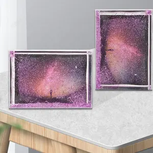 Personalizado 5x7 Líquido Glitter Acrílico Picture Frame Shinning Sparkle Plástico Água Molduras Lembrança Presentes Decoração de Casa