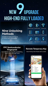 Serrures de porte intelligentes à écran tactile haute sécurité avec empreintes digitales, mot de passe intelligent, serrure numérique TTlock, application Tuya - Product Image 3