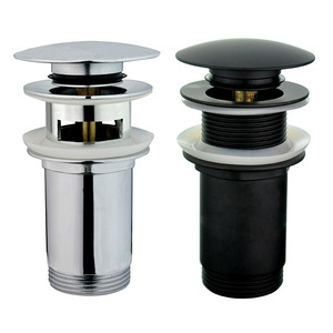 Venta directa de fábrica, desagües de residuos de botón pulsador de latón personalizados para baño, residuos de <span class=keywords><strong>fregadero</strong></span> Click Clack <span class=keywords><strong>con</strong></span> desbordamiento - Product Image 1
