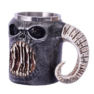 Sıradışı paslanmaz çelik gotik yaratıcı parti cam 3D öfke kafatası iskelet tarzı şarap bardağı ortaçağ ev dekor kafatası kupa - Product Image 3