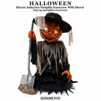 Nouvelle Décoration d'Halloween Transfrontalière : Citrouille Électrique à Détection de Mouvement qui Apparaît, Effet Effaroucheur, pour Jardin et Scène de Fête