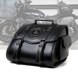 Sacoches de <span class=keywords><strong>moto</strong></span> Davidson <span class=keywords><strong>vintage</strong></span> rétro punk en cuir PU, sacs latéraux compatibles avec la plupart des motos tout-terrain, pièces de bagages arrière - Product Image 1