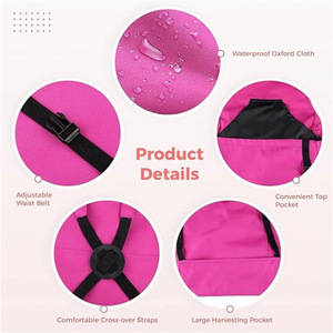 Gardening <b>Apron</b> Backpack Canvas Large Picking Bag With Quick Release Buckle For Outdoor Harvesting And Flower Collecting - Product Image 3