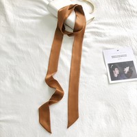 Écharpe longue unie en polyester imitation soie pour musulmanes, ruban pour la fixation de poignées de sacs, attache pour cheveux, petite écharpe décorative