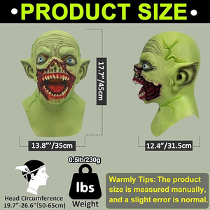 Masque en latex de vampire effrayant, masque de tête de monstre <span class=keywords><strong>zombie</strong></span> effrayant pour adultes, accessoires de cosplay pour Halloween, anniversaire, fête de Noël - Product Image 3