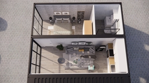 Maison préfabriquée moderne de luxe avec une chambre, une salle de bain, une cuisine, maison conteneur rose - Product Image 6