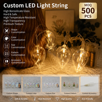 Guirlande lumineuse LED personnalisée en verre, Catena Luminosa, en borosilicate, blanc chaud, télécommande, fournisseur ODM, ensemble de décoration de Noël, vente en gros