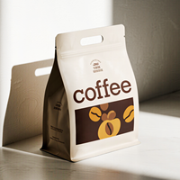 Pochette à fond plat à huit côtés avec logo de marque personnalisé avec fermeture à glissière solide pour les grains de café