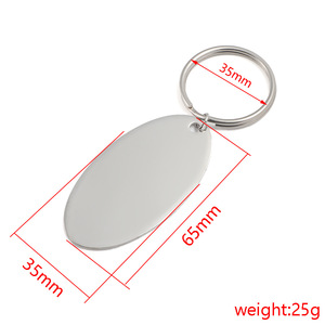 Thép không gỉ hình bầu dục Keychain trống số tấm tự làm khắc treo tag sáng tạo nước thả 65*35 mét bán buôn - Product Image 2