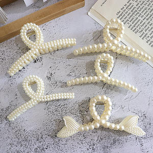 HONEY 12CM Jumbo Plastique Blanc Perles Ruban <span class=keywords><strong>Cheveux</strong></span> Griffes <span class=keywords><strong>XXL</strong></span> Twist Résine Pinces À <span class=keywords><strong>Cheveux</strong></span> Pour <span class=keywords><strong>Cheveux</strong></span> Épais Femmes Filles - Product Image 1
