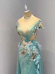 Vestido de noche con diseño de sirena y flores, venta al por mayor, hecho a mano - Product Image 2