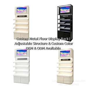 Floor <b>Standing</b> Cosmetic Display Cabinet with Digital <b>Screen</b> LED Light and Lockable Storage Cabinet - Product Image 5