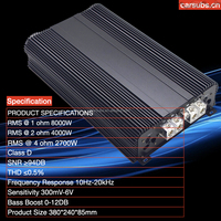 Amplificateur de subwoofer de voiture RMS 8000W brésilien 1 ohm stable, amplificateur de voiture monoblock à gamme complète, médium-grave, classe D