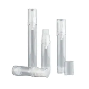 Botol pompa tanpa udara, 5ml 10ml 15ml botol kosong plastik vakum Lotion wadah bening kosmetik perawatan kulit Dispenser