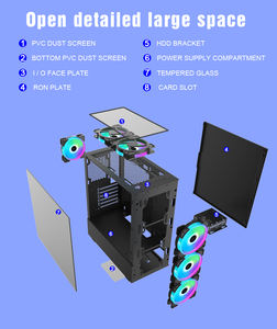 Panel frontal de fibra de carbono a granel con fuente de alimentación <span class=keywords><strong>cooler</strong></span> <span class=keywords><strong>Master</strong></span> Deluxe CAJA DE JUEGOS DE FABRICACIÓN RGB - Product Image 6