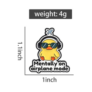 Broches en émail en forme de canard mignon, motif 'Mentally on Airplane Mode', pour <span class=keywords><strong>le</strong></span> bien-être personnel, badge pour sac à dos et revers, bijoux cadeau, vente en gros - Product Image 6