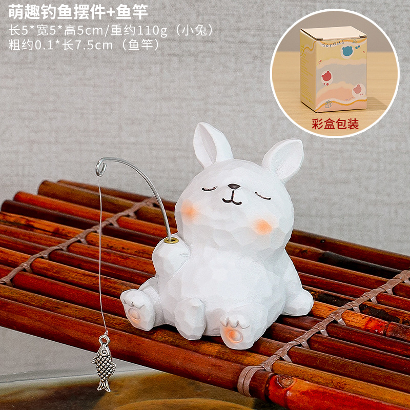 Ornement de pêche mignon : canne à pêche lapin