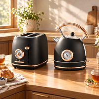 Set Ketel dan Pemanggang Roti AIHOME Household 900W, Ketel Listrik Cepat Panas, Pemanggang Roti 2 Iris, Warna Hitam Matte Rose Gold