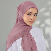Premium Heavy Chiffon Embroidered Lace Hijab for Women
